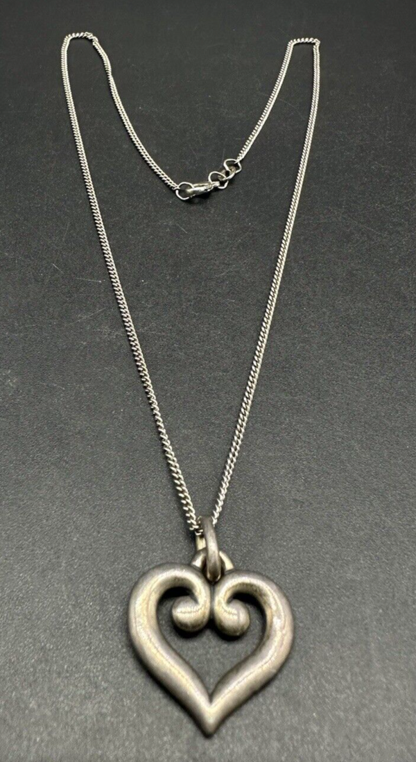 JAMES AVERY Sterling Silver Heart Scroll Pendant on Chain Necklace 18”