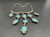 Vintage Unknown Metal Faux Turquoise Bib Necklace