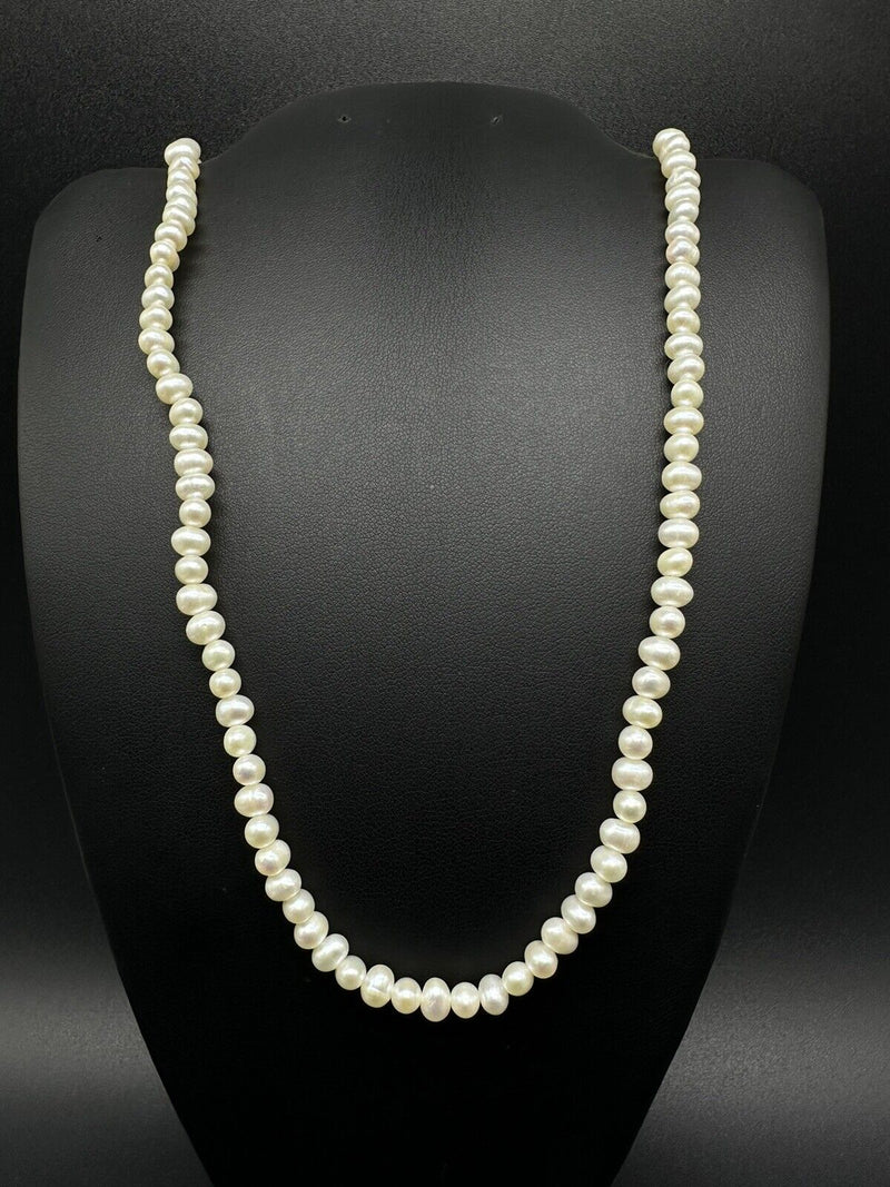 Natural Genuine Pearl 48” Round 5mm White Freshwater Pearl Long Necklace