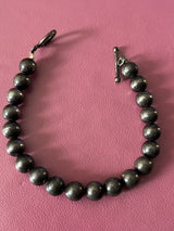 Sterling Silver Oxidized Ball Bead 8mm Bracelet 6.5” Long