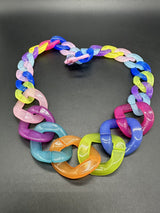 Multi Color Translucent Cable Link Transparent Acrylic Chain Link Necklace 18”