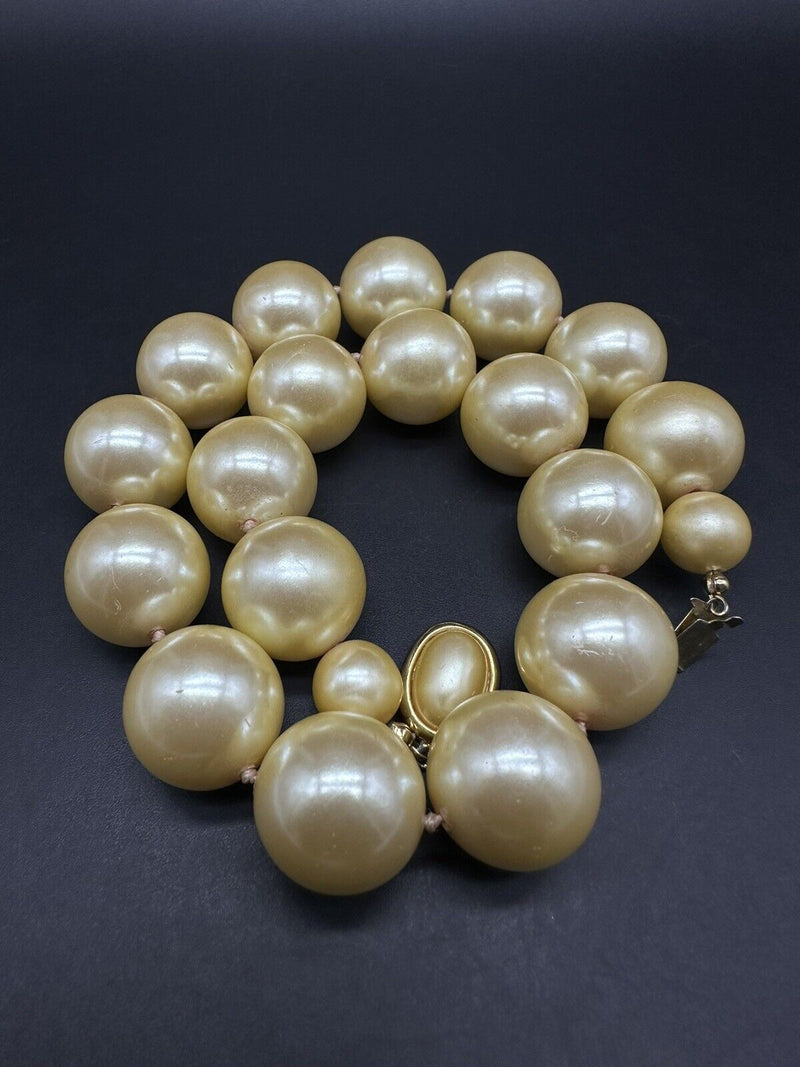 Vintage Chunky Faux Pearl Bead Choker/Collar Necklace 18”