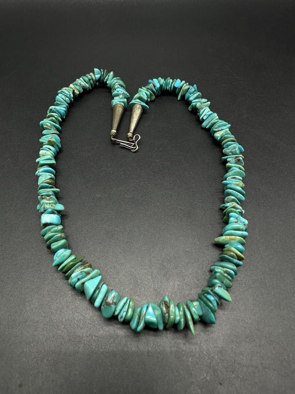 Turquoise beaded 925 Silver necklace 18” Grams 37