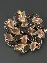 Schreiner? Purple Pink Cabochons JELLY BELLY Unsigned Brooch~ FLAWS PRESENT