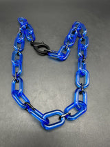 Blue And Black/Translucent Cable Link Acrylic Chain Link Necklace 18”