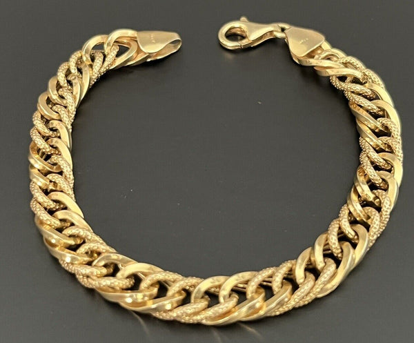 14k Yellow Gold Fancy Link Hollow Bracelet 7.5” Long X 7.5 mm Wide~12.45Grams