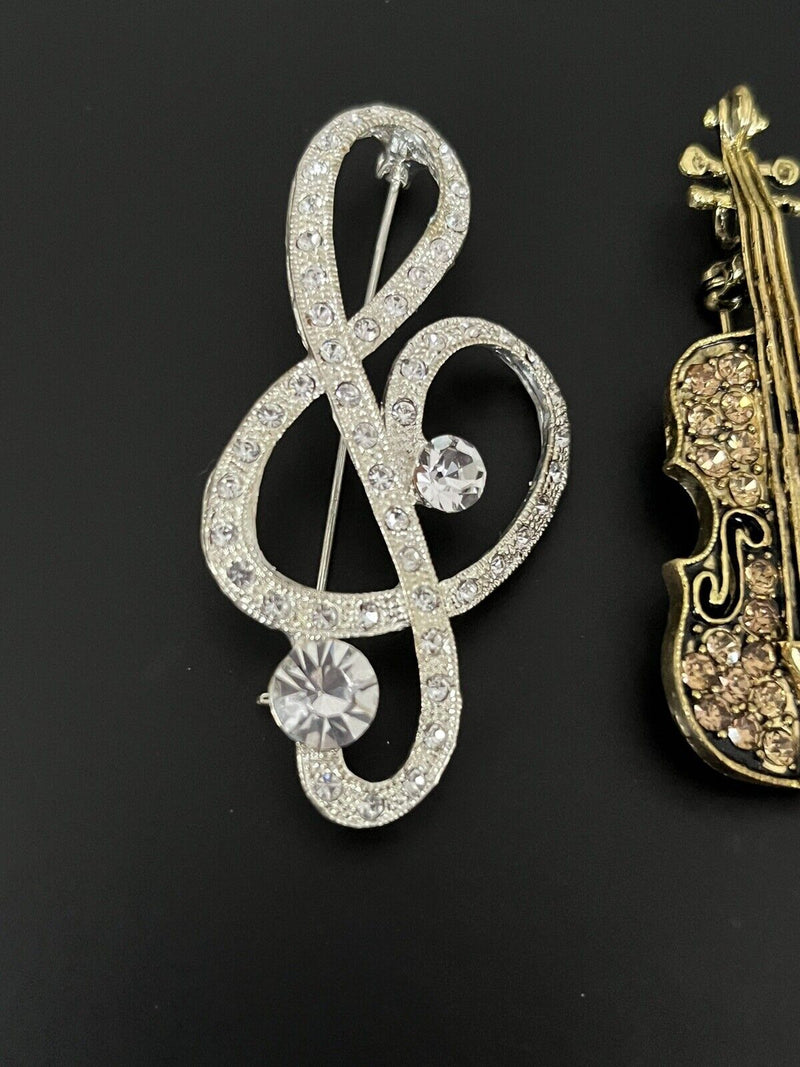 Vintage to now Mixed Musical Instruments Brooches Jewelry Lot Of 5pcs