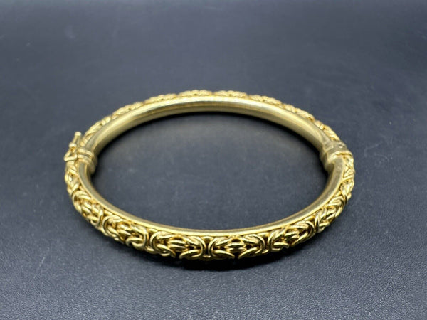 925 Sterling Gold Vermeil Milor Italian Byzantine Hinged Bracelet 6.75” 18Gs