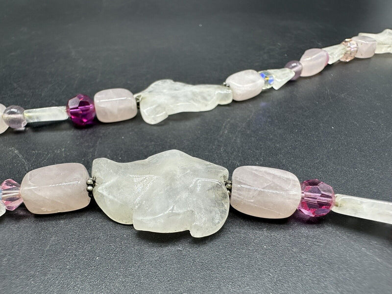 Rose Quartz Pink Natural Gemstone 40” Necklace