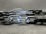 Acrylic Cable Link Chain Crystal Bear Pendant Necklace 17” Long Black & Blue