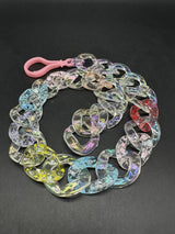 Multi Color Clear Translucent Chunky Cuban Link Necklace 18”