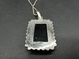 Vintage Sterling Silver Marked Mexico Onyx Pendant Necklace 24”