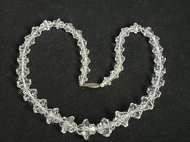 VIntage ART DECO ROCK QUARTZ CRYSTAL Sterling Silver NECKLACE Necklace 17” Long