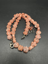 Vintage Sterling Silver 925 Czech Glass?  Floral Flower Bead Necklace 20”