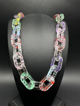 Clear Translucent Cable Link  Multicolor Acrylic Chain Link Necklace 18”