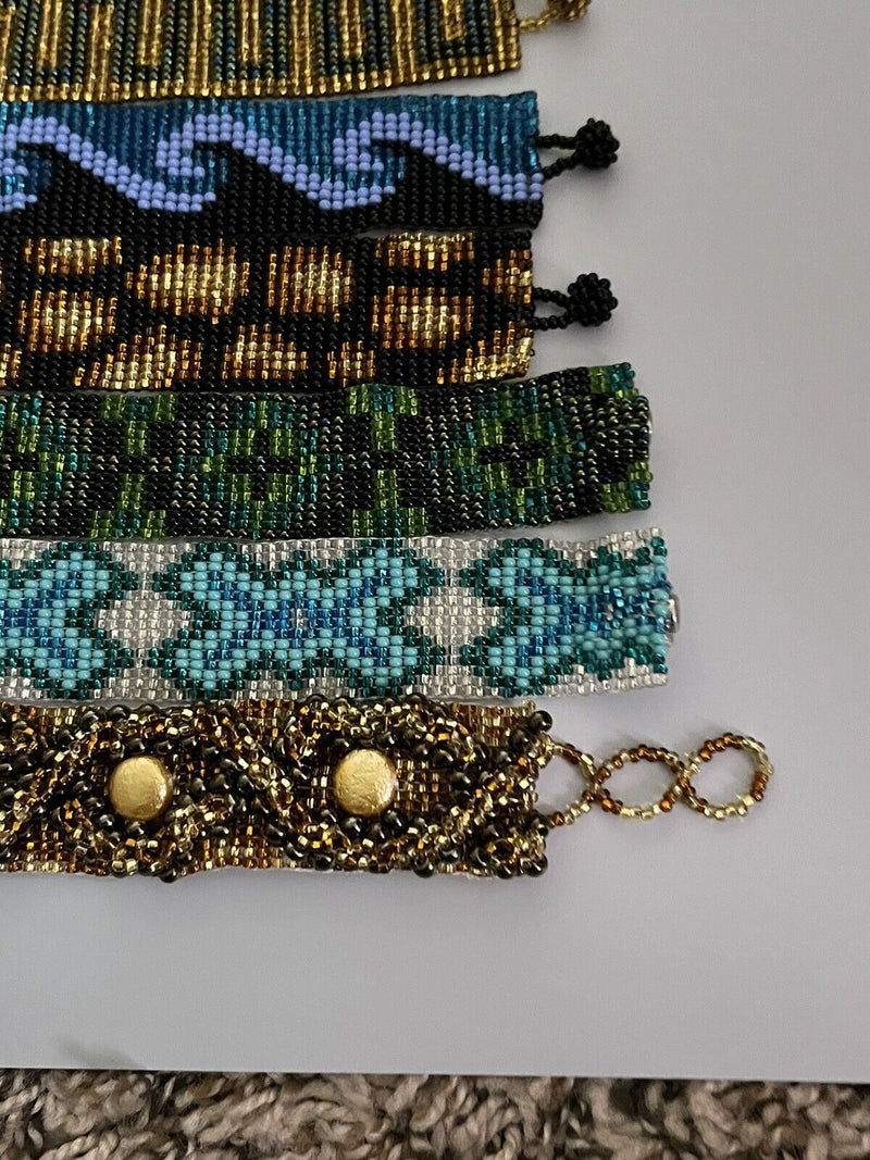 Lot Of 14 Beadwork Seed Beads Bracelets Mixed Jewelry Lot 1/2”-1” Wide