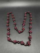 Vintage Bohemian Red  Garnet Clustered Single Strand Necklace 28”