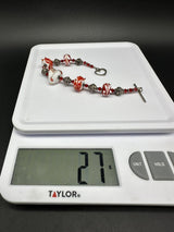 VINTAGE LAMPWORK GLASS BEAD Sterling Silver BRACELET 6.5”