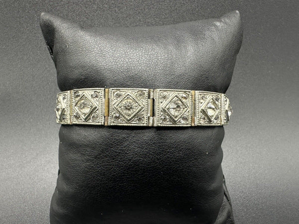 Vintage Unknown Metal Panel Bracelet 31Gs 7”