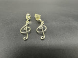 Silverworks Sterling Silver Music Treble Clef Note Dangle Earrings