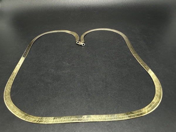 Vermeil Gold Plated Sterling Silver Herringbone Necklace 925 Italy 24” 13Gs~5mm