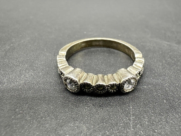 Sterling Silver Hematite CZ Ring