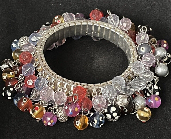 Vintage Venetian Wedding Glass Expansion Cha Cha Bracelet 6.75”