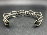 Mexico Silver Cuff Bracelet Twisted Wire Design 6.75”