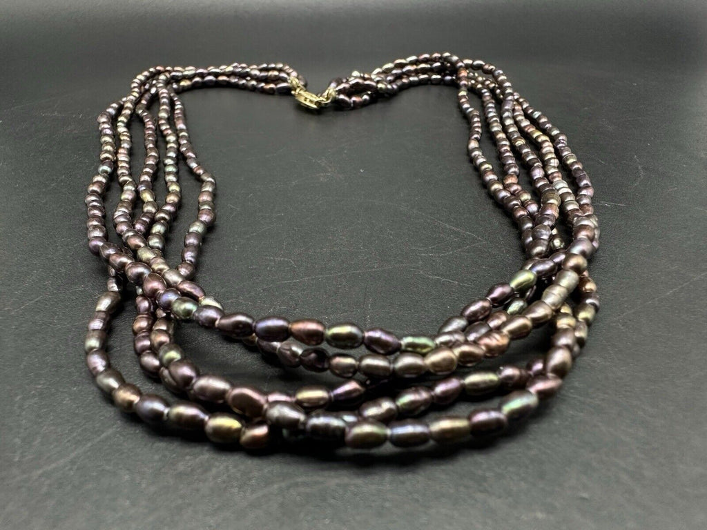 5 Strands Freshwater Pearl Necklace With Plated Clasp 17”