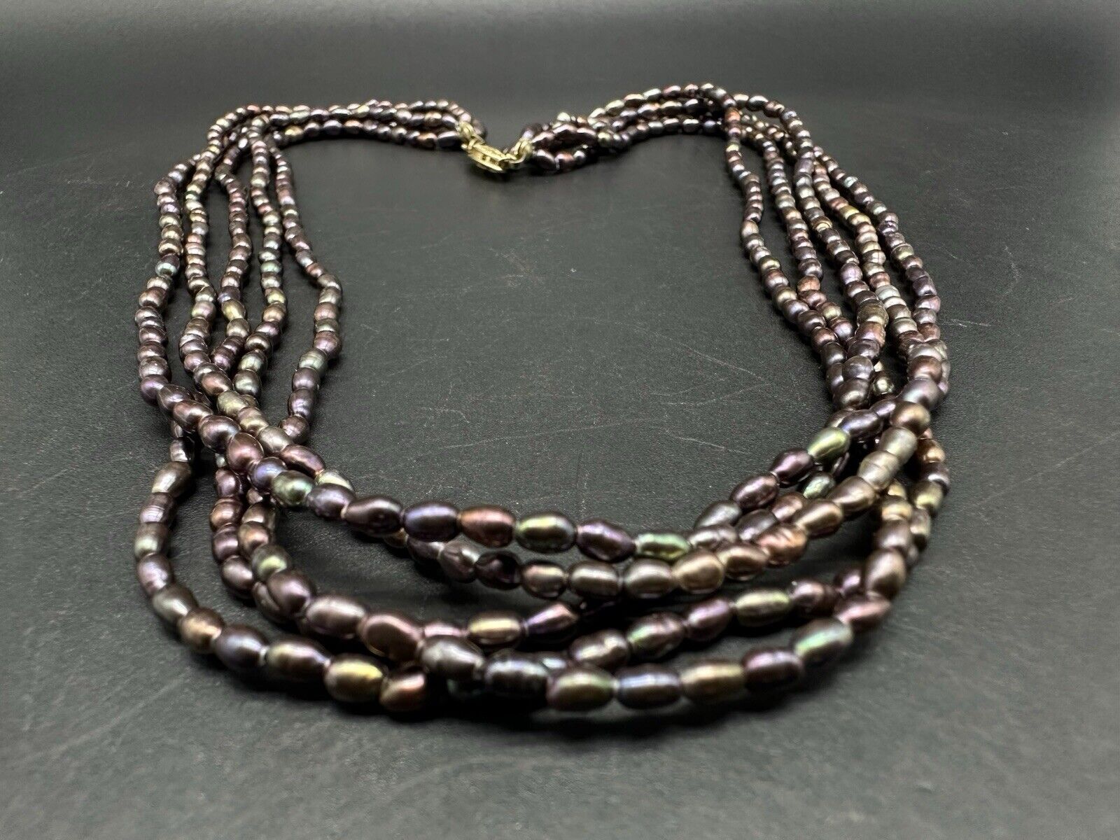 5 Strands Freshwater Pearl Necklace With Plated Clasp 17”
