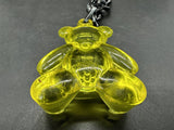 Acrylic Cable Link Chain Crystal Yellow Bear Pendant Necklace 17” Long Black