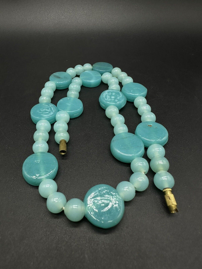 Vintage Amazonite? Gemstone Statement 20” Bead Necklace