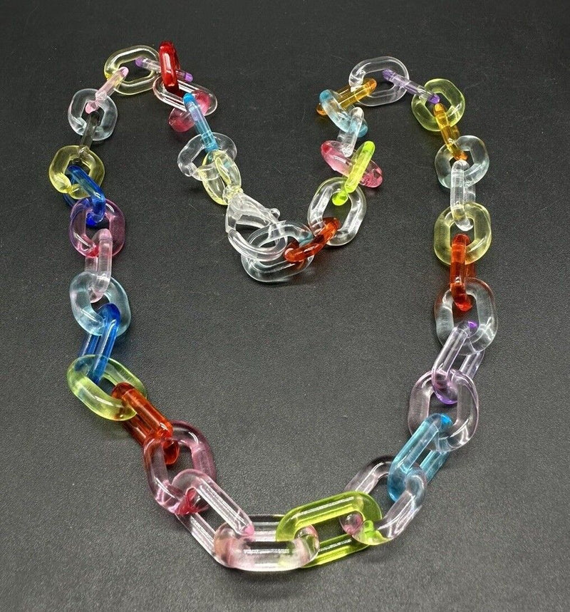 Rainbow Transparent Unisex Acrylic Cable Chain Link Necklace 21”