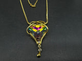 Blue Mystic Gold Tone Necklace Vintage 18”