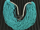 VTG 24" Mediterranean Turquoise  Seed Bead Multi 40 Strand Necklace