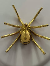 Clear Crystal Rhinestone Gold Tone  LARGE SPIDER Pin Brooch 2.5”