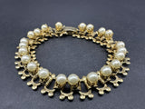 VINTAGE 1930-40'S GOLD TONE CREAMY WHITE FAUX PEARL BRACELET! 7”