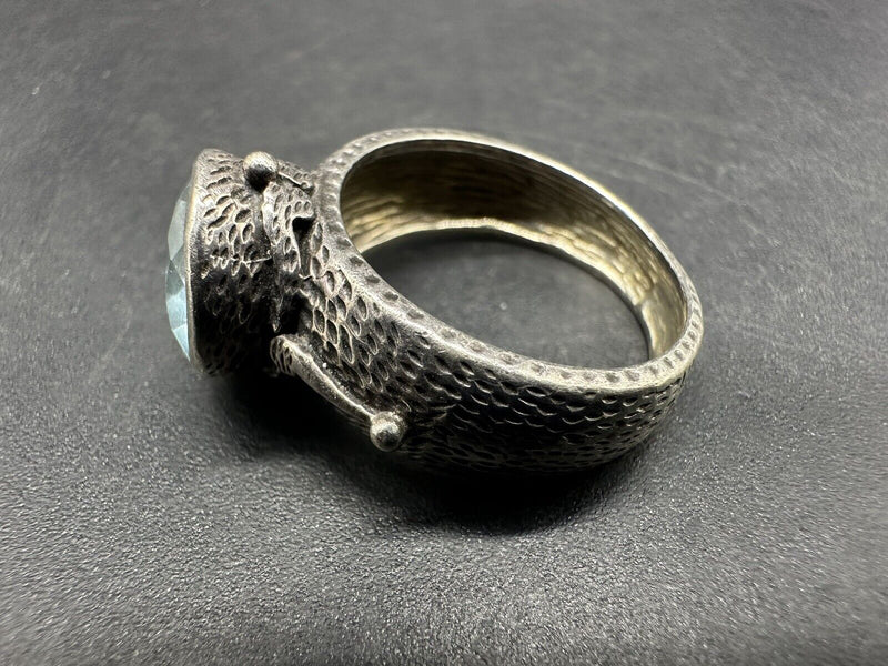 925 Sterling Silver - Blue Topaz Cocktail Ring Sz 9 - 7Gs