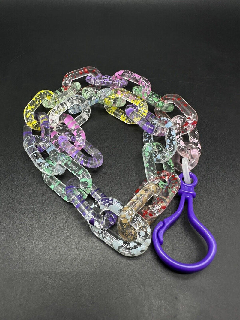 Clear Translucent Cable Link  Multicolor Acrylic Chain Link Necklace 18”