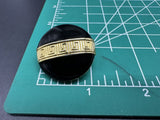 Vintage Givenchy Logo Black Enamel Clip On Earrings Round Striped Goldtone