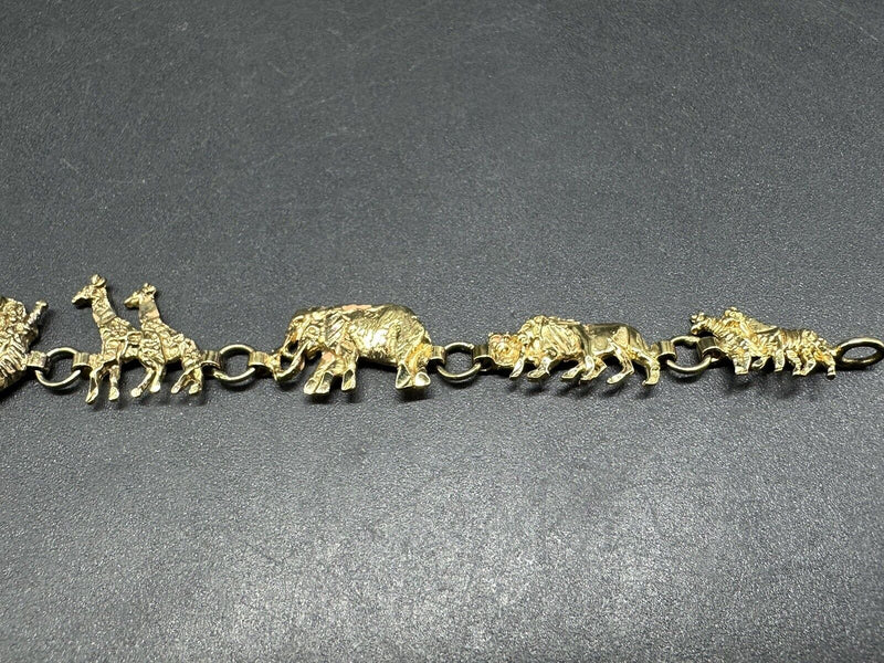 Vtg 925 Sterling Silver Noahs Ark Bracelet Animal Link Tennis Charm 7.5”