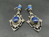 Ethnic Sterling Silver Lapis Lazuli Bead Earrings