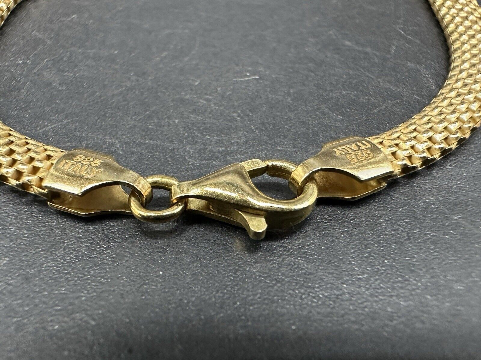 Vintage Unisex Sterling Silver Vermeil Mesh 8"  Bracelet