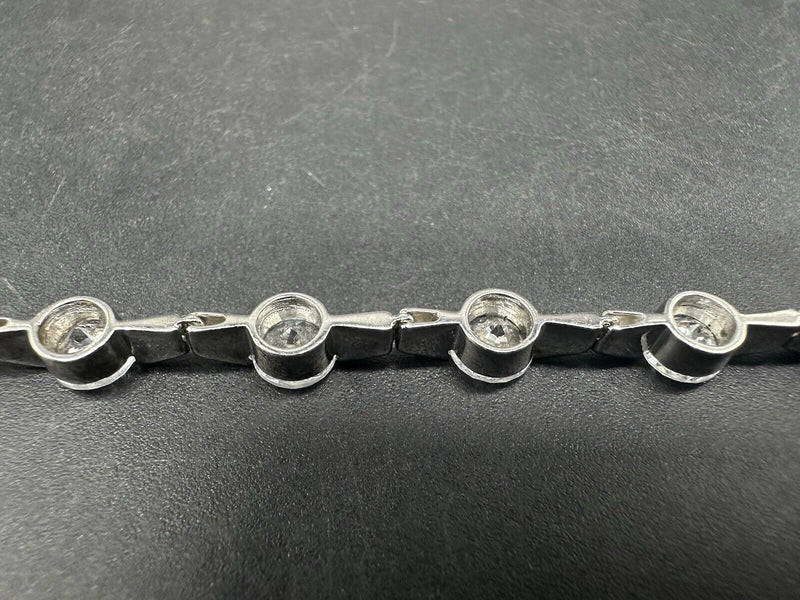 Vintage Sterling Silver 925 Clear Cubic Zirconia Tennis Bracelet   sz 7"