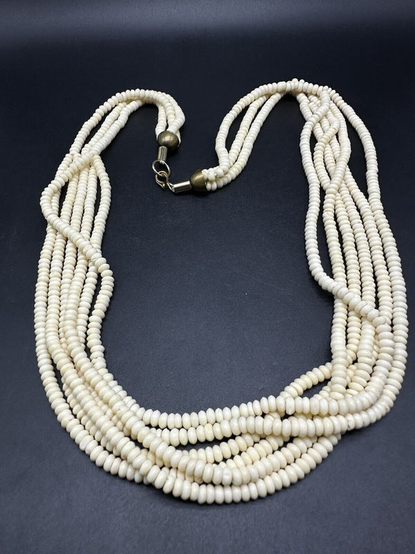 Vintage Multi-Strand Beaded Tribal 28” Necklace