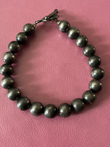 Sterling Silver Oxidized Ball Bead 8mm Bracelet 6.5” Long