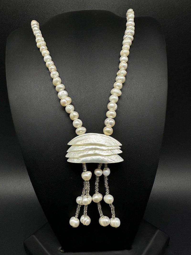 Genuine Baroque Pearl Tassel Necklace 18”