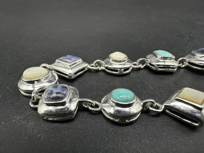 Sterling Silver Bracelet Multi Stone Bracelet 6.5”