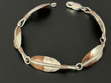 Clemens Handmade Southwest Copper Sterling Silver Panel Link Bracelet 6.5"