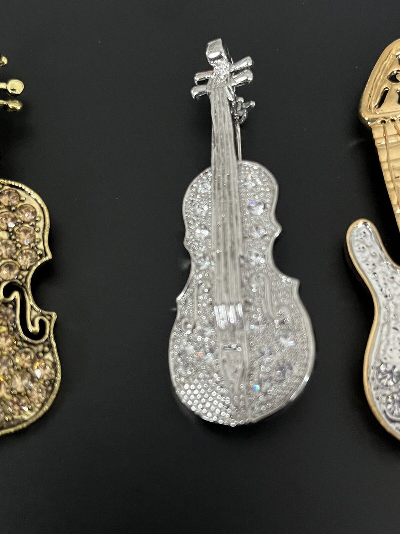 Vintage to now Mixed Musical Instruments Brooches Jewelry Lot Of 5pcs